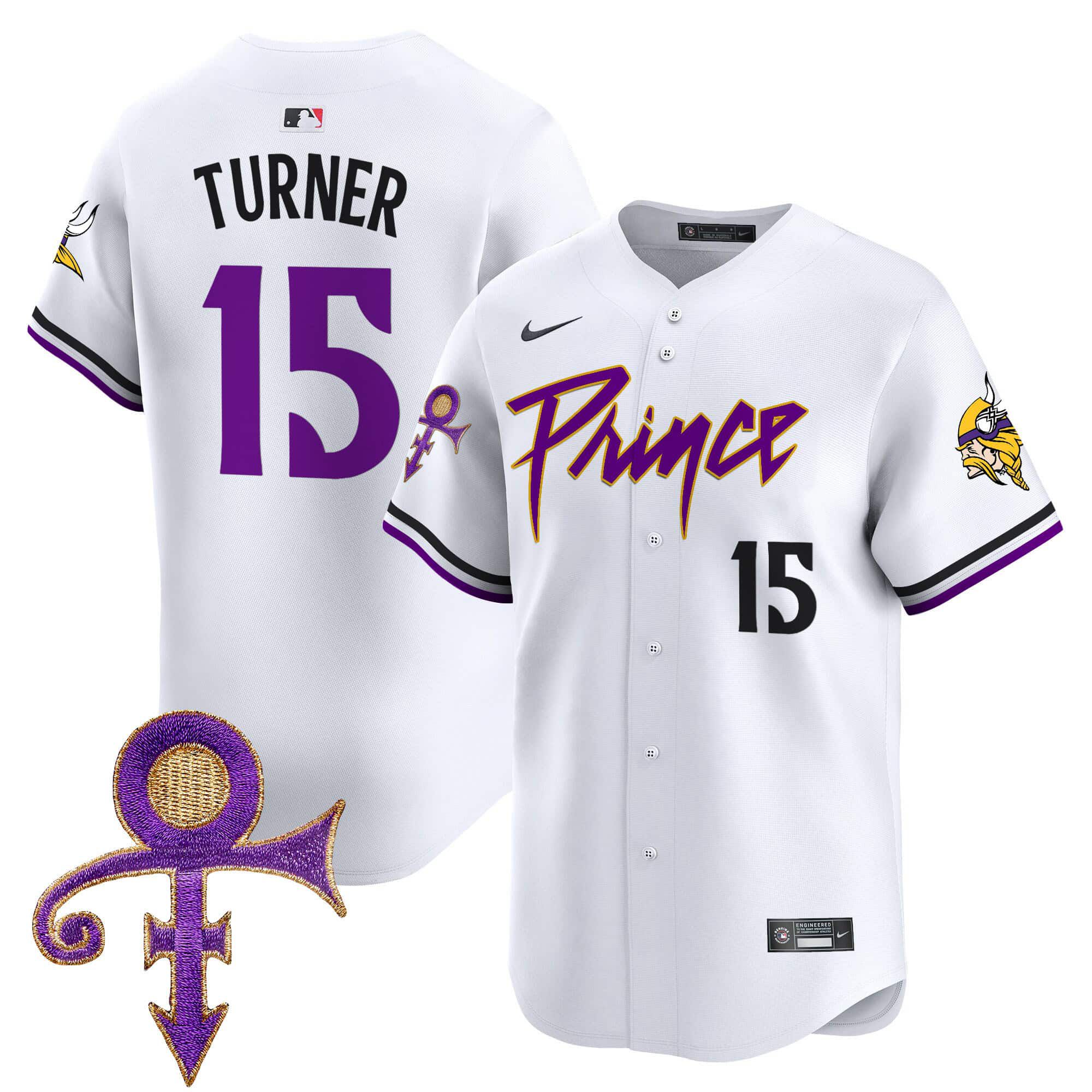 Men Minnesota Vikings 15 Turner White 2024 Nike Prince Patch Vapor Premier Limited NFL Jersey